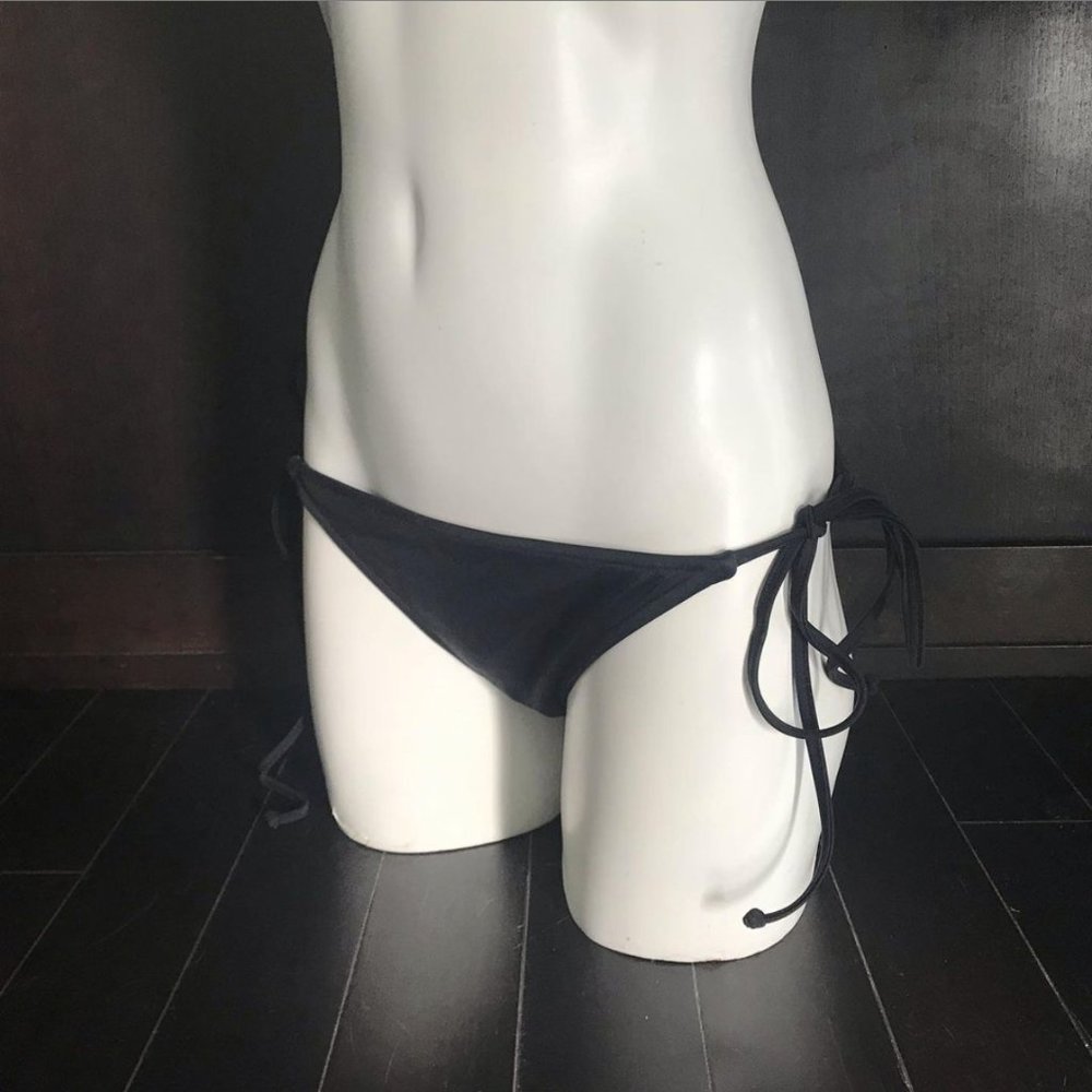 Milly Cabana solid black tie side bikini bottom sm